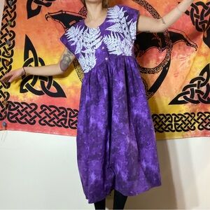 Hawaiian oversized tie dye dress with printed ferns